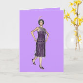 1920年代のフラッパー挨拶 カード (黄色い花)