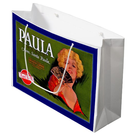 1920年代のフルーツクラートラベルサンタポーラのポーラ ラージペーパーバッグ (正面アングル)