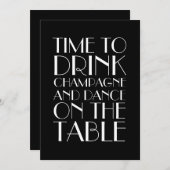 1920年代のブラック&ホワイトの結婚式招待状 招待状 (正面/裏面)