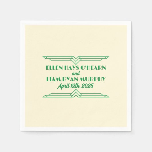 1920年代のベージュのカクテルに結婚関する玉 スタンダードカクテルナプキン (正面)