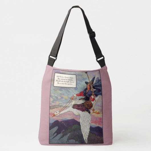1920年代のマザーグースが巨大なガチョウに乗る クロスボディバッグ (正面)