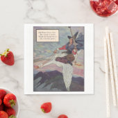 1920年代のマザーグースが巨大なガチョウに乗る スタンダードランチョンナプキン (インサイチュ)