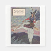 1920年代のマザーグースが巨大なガチョウに乗る スタンダードランチョンナプキン (正面)