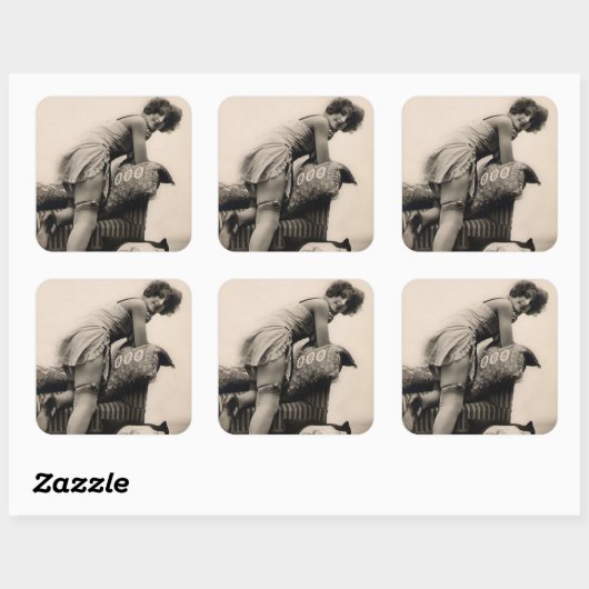 1920年代のリスクフラッパーの少女の写真 スクエアシール (シート)