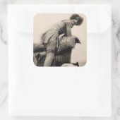 1920年代のリスクフラッパーの少女の写真 スクエアシール (バッグ)