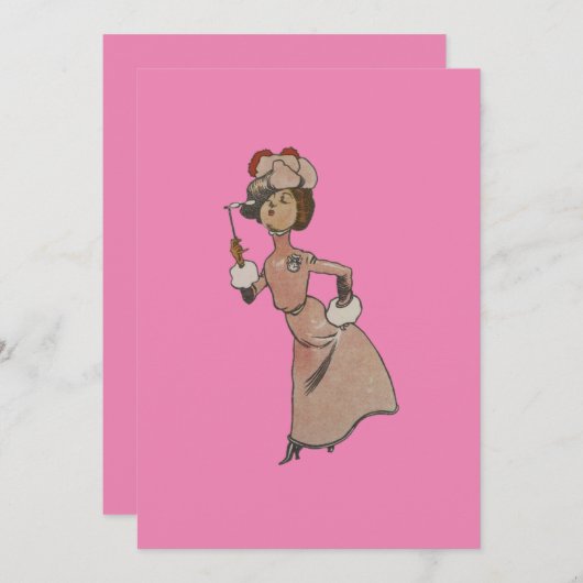 1920年代のヴィンテージアートレディファンシーーグリーティングカード シーズンカード (正面/裏面)