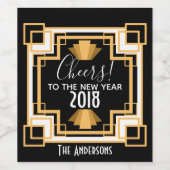 1920年代のヴィンテージアールデコ新年 ワインラベル (シングルラベル)