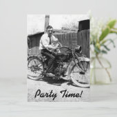 1920年代のヴィンテージオートバイの誕生日 招待状 (スタンド正面)
