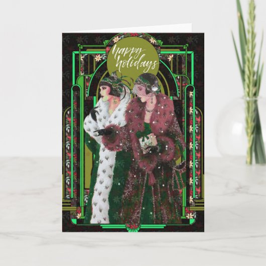 1920年代のヴィンテージ 毛皮のコートを着た女性たち シーズンカード (正面)