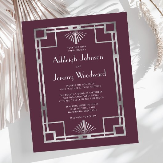 1920年代の予算ヴィンテージデコ・ブルゴーニュ結婚・シルバー