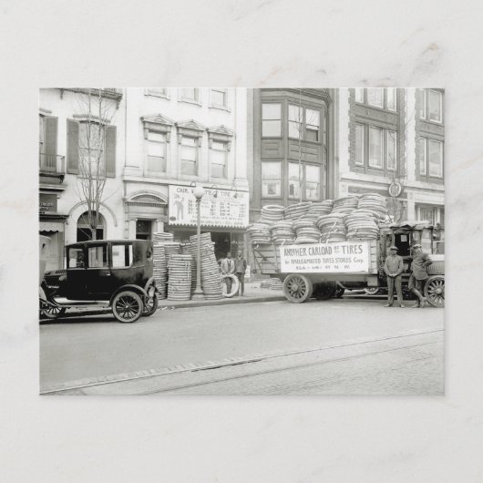 1920年代の古いタイヤショップ ポストカード (正面)