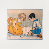 1920年代の女の子と男の遊子の大理石 タペストリー (正面(横))