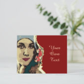 1920年代の女性がブルーハットアートにポップ・アートの登場 ポストカード (スタンド正面)