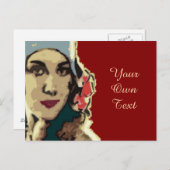 1920年代の女性がブルーハットアートにポップ・アートの登場 ポストカード (正面/裏面)