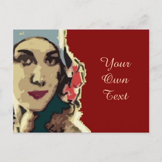 1920年代の女性がブルーハットアートにポップ・アートの登場 ポストカード (正面)