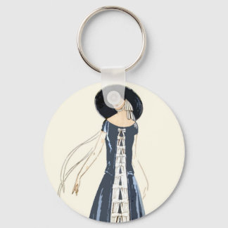 1920年代の女性のファッションドレスと帽子 キーホルダー
