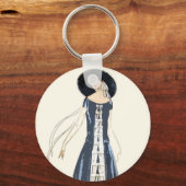 1920年代の女性のファッションドレスと帽子 キーホルダー (正面)