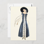 1920年代の女性のファッションドレスと帽子 ポストカード (正面/裏面)