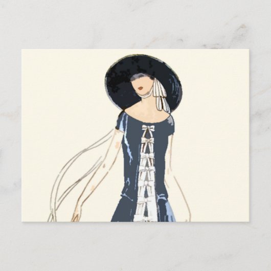 1920年代の女性のファッションドレスと帽子 ポストカード (正面)