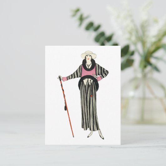 1920年代の女性ファッションイラストレーション ポストカード (スタンド正面)