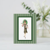 1920年代の女性(緑のストライプ女性) ポストカード (スタンド正面)