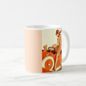 1920年代の女性、車と犬 コーヒーマグカップ (正面右)