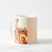 1920年代の女性、車と犬 コーヒーマグカップ (正面左)