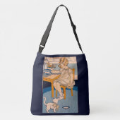 1920年代の小さな女の子と彼女の幼い白猫 クロスボディバッグ (裏面)