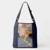 1920年代の小さな女の子と彼女の幼い白猫 クロスボディバッグ (正面)