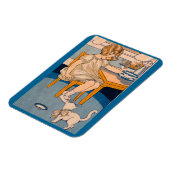 1920年代の小さな女の子と彼女の幼い白猫 マグネット (左側)