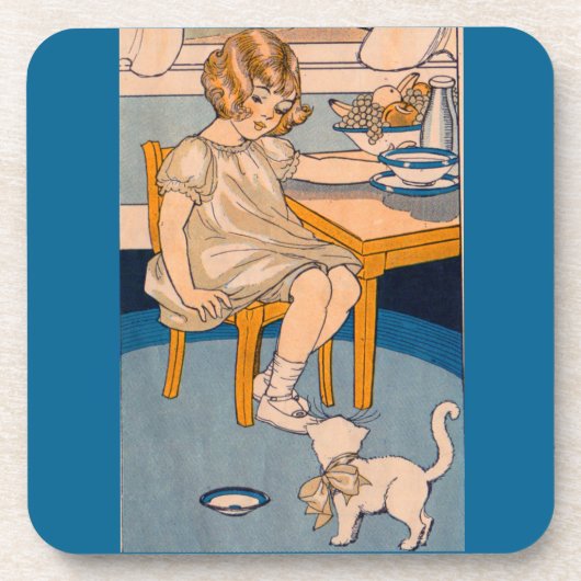 1920年代の少女と彼女の白い猫 コースター (正面)
