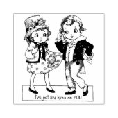 1920年代の少年と少女のヴィンテージ バレンタイン アート ラバースタンプ (インプリント)