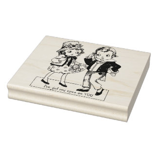1920年代の少年と少女 ヴィンテージ バレンタイン アート ラバースタンプ
