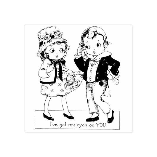 1920年代の少年と少女 ヴィンテージ バレンタイン アート ラバースタンプ (インプリント)