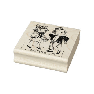 1920年代の少年と少女 ヴィンテージ バレンタイン アート ラバースタンプ