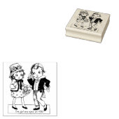 1920年代の少年と少女 ヴィンテージ バレンタイン アート ラバースタンプ (押印)