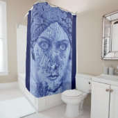1920年代の映画スター、グロリア·スワンソンが青 シャワーカーテン (インサイチュ)