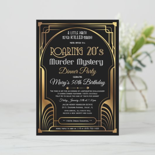 1920年代の殺人ミステリー（箔押しも可能） 招待状 (スタンド正面)