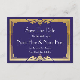 1920年代の海軍結婚の金ゴールド招待状 セーブザデート