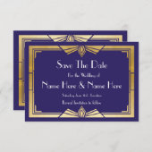 1920年代の海軍結婚の金ゴールド招待状 セーブザデート (正面/裏面)
