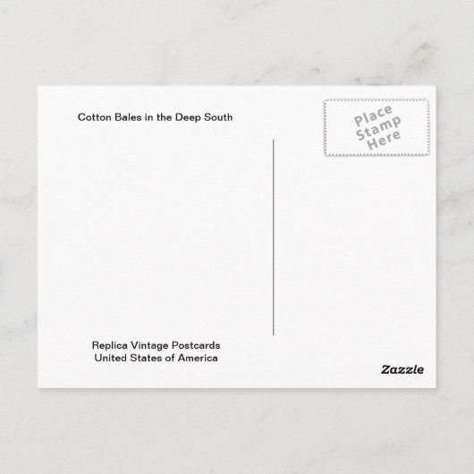 1920年代の深い南部の綿花 ポストカード (裏面)
