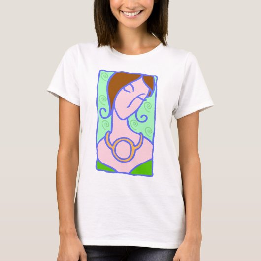 1920年代の牡牛座の女性とシンボルの緑 Tシャツ (正面)