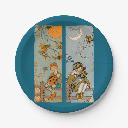 1920年代の秋の少年少女 ペーパープレート (正面)