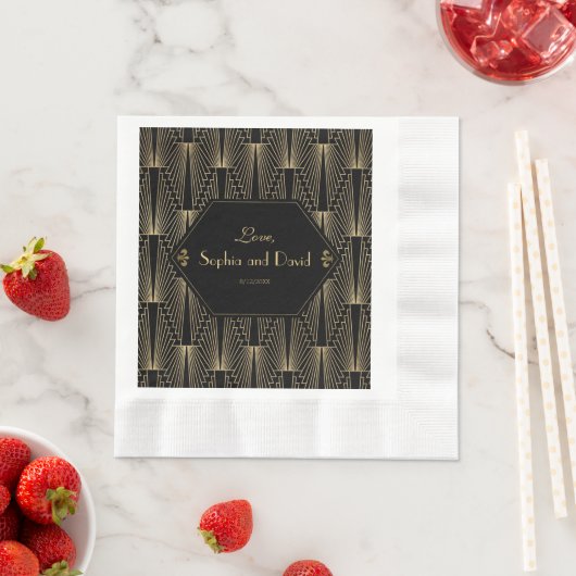 1920年代の素晴らしギャツビーアールデコ結婚ズ 縁ありランチョンナプキン (インサイチュ)