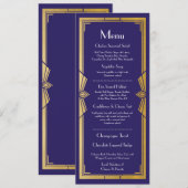 1920年代の結婚式披露宴　ラスティック ネイビー アートデコ メニュー (正面/裏面)