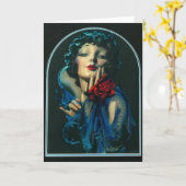 1920年代の美しい女性 カード (黄色い花)