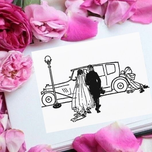 1920年代の花嫁と花婿の結婚式 ポストカード