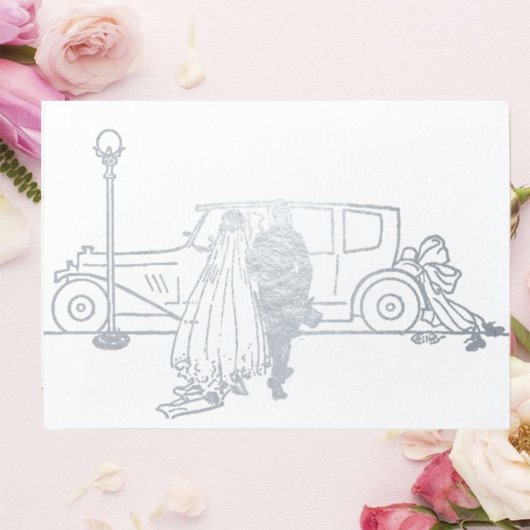 1920年代の花嫁と花婿の結婚式 箔カード