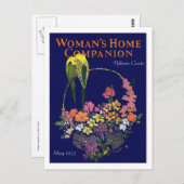 1920年代の花籠と鳥 ポストカード (正面/裏面)