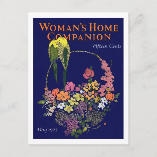 1920年代の花籠と鳥 ポストカード (正面)